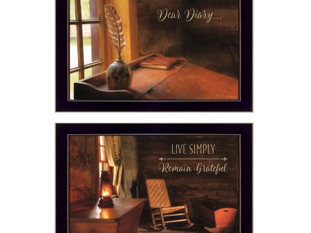 Dear Diary Collection  2-Piece Vignette By Lori Deiter, Printed Wall Art, Ready To Hang Framed Poster, Black Frame Fashion