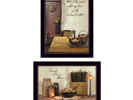 Home and Family Collection  2-Piece Vignette By Susan Boyer, Printed Wall Art, Ready To Hang Framed Poster, Black Frame Fashion