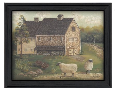 Stone Barn  By Pam Britton, Printed Wall Art, Ready To Hang Framed Poster, Black Frame Cheap