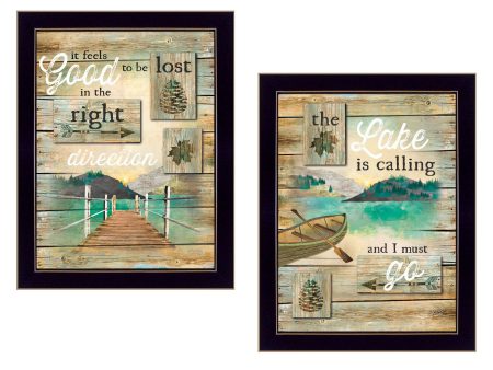 Lost in the Right Direction Collection  2-Piece Vignette By Marla Rae, Printed Wall Art, Ready To Hang Framed Poster, Black Frame Hot on Sale