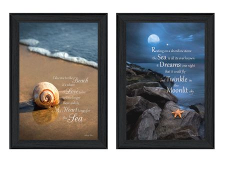 Sea Dream Collection  2-Piece Vignette By Robin-Lee Vieira, Printed Wall Art, Ready To Hang Framed Poster, Black Frame For Discount