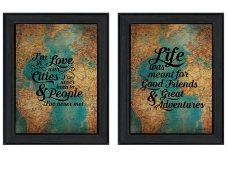 World Traveler Collection  2-Piece Vignette By Susan Ball, Printed Wall Art, Ready To Hang Framed Poster, Black Frame Cheap