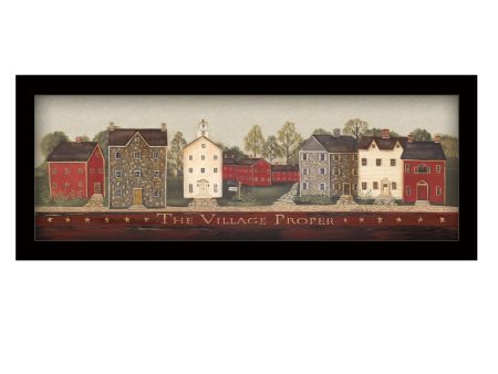 The Village Proper  By Pam Britton, Printed Wall Art, Ready To Hang Framed Poster, Black Frame on Sale