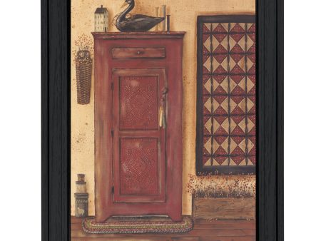 Old Red Pie Safe  By Pam Britton, Printed Wall Art, Ready To Hang Framed Poster, Black Frame For Sale