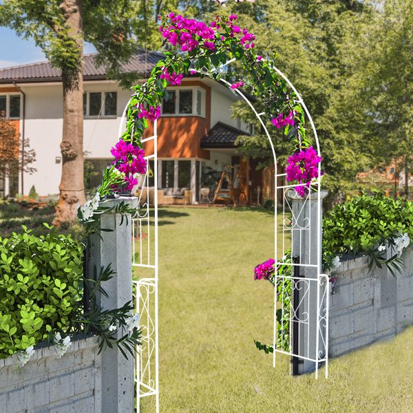 Metal Garden Arch W55   x H94.5   Garden Arbor Trellis Climbing Plants Support Rose Arch Outdoor Arch Cream White Hot on Sale