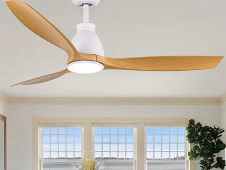 52 In.Intergrated LED Ceiling Fan with Antique Brown Wood Graiin Blade Hot on Sale