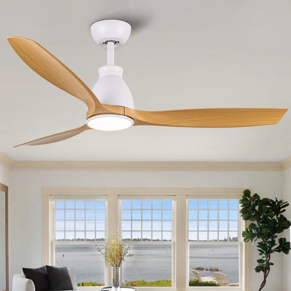 52 In.Intergrated LED Ceiling Fan with Antique Brown Wood Graiin Blade Hot on Sale