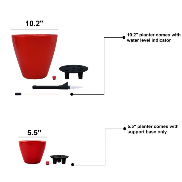 2-Pack Smart Self-watering Planter Pot for Indoor and Outdoor - Red - Round Cone Online