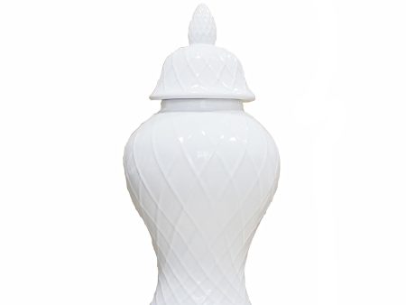 Elegant White Ceramic Ginger Jar with Decorative Design Supply