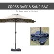 Outsunny Patio Umbrella 15  Steel Rectangular Outdoor Double Sided Market with base, Sun Protection & Easy Crank for Deck Pool Patio, Coffee For Discount