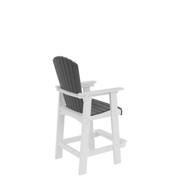 HDPE Bar Chair, Outdoor Tall Adirondack Chairs Set of 2, Patio Bar Stool Chair with High Back White + Gray, Set of 2 on Sale