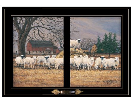 Wool Gathering  by Bonnie Mohr, Ready to Hang Framed Print, Black Window-Style Frame Online Hot Sale