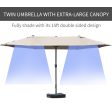 Outsunny Patio Umbrella 15  Steel Rectangular Outdoor Double Sided Market with base, Sun Protection & Easy Crank for Deck Pool Patio, Coffee For Discount