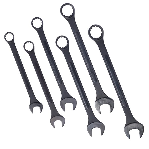 Jumbo Combination Wrench Set extra large, Metric, 6-piece, 1-3 8   to 2  ,Black Oxide, with Pouch For Cheap