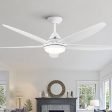 56 In Intergrated LED Ceiling Fan Lighting with White ABS Blade For Sale