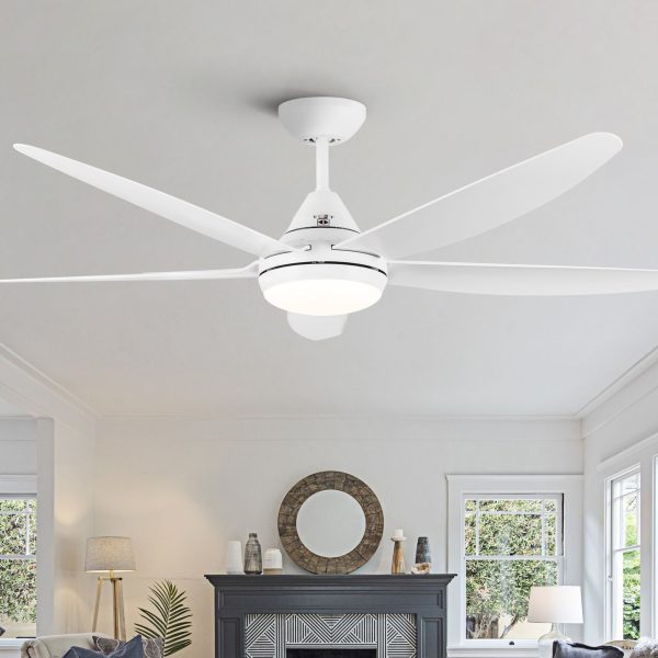 56 In Intergrated LED Ceiling Fan Lighting with White ABS Blade For Sale