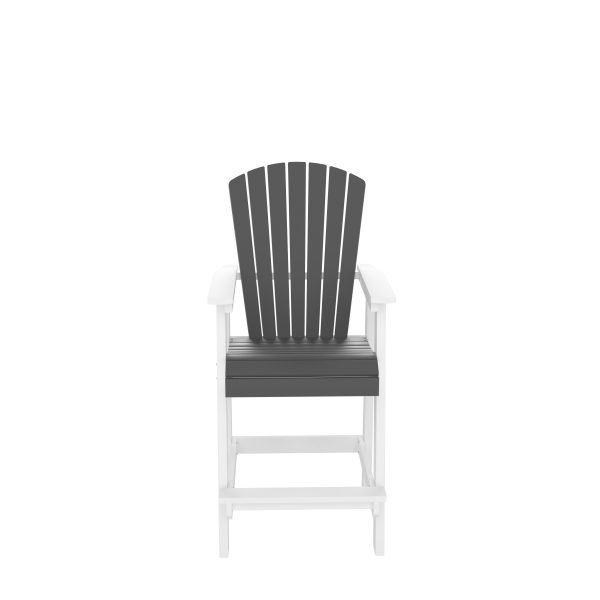 HDPE Bar Chair, Outdoor Tall Adirondack Chairs Set of 2, Patio Bar Stool Chair with High Back White + Gray, Set of 2 on Sale