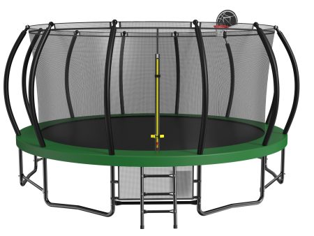 15FT Trampoline with Basketball Hoop - Recreational Trampolines with Ladder ,Shoe Bag and Galvanized Anti-Rust Coating Discount