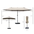 Outsunny Patio Umbrella 15  Steel Rectangular Outdoor Double Sided Market with base, Sun Protection & Easy Crank for Deck Pool Patio, Coffee For Discount