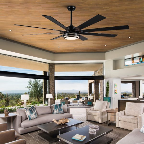 72  Integrated LED Matte Black Large Smart Ceiling Fan with Remote Control Sale