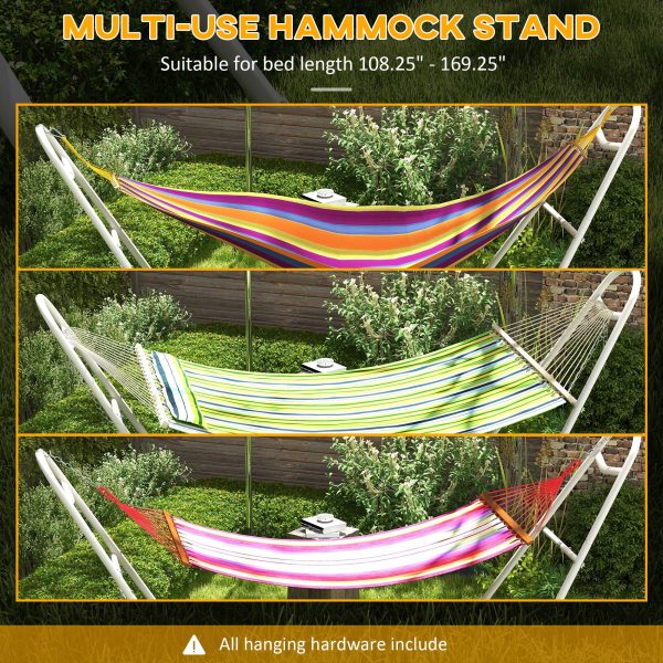 Outsunny Hammock Stand for 2 Person, Portable Adjustable Steel Frame Hammock Stand with Weather Resistant Finish, for 9-14ft Hammocks, 10.3 , 550 lbs. Capacity, White Cheap