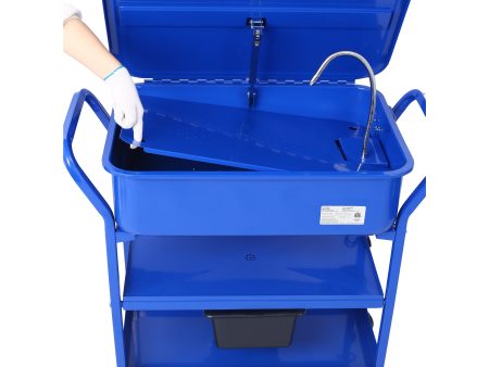 Mobile Parts Washer, 20 Gallon Capacity Portable Parts Cleaner for Use with Water Based Cleaning Solutions, Heavy Duty 20 Gauge Steel, 325 GPH Pump Power, with Drain Tray For Sale