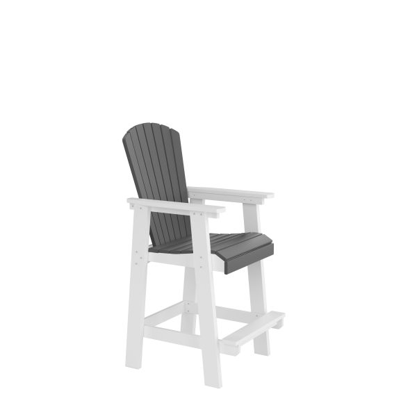 HDPE Bar Chair, Outdoor Tall Adirondack Chairs Set of 2, Patio Bar Stool Chair with High Back White + Gray, Set of 2 on Sale