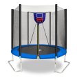 YC 8FT Trampoline Outer Net with Soft Basketball board, ball and inflator(Blue) Discount