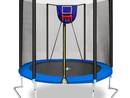 YC 8FT Trampoline Outer Net with Soft Basketball board, ball and inflator(Blue) Discount