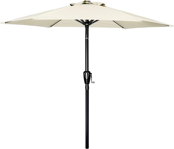 Simple Deluxe 7.5  Patio Outdoor Table Market Yard Umbrella with Push Button Tilt Crank, 6 Sturdy Ribs for Garden, Deck, Backyard, Pool, 7.5ft, Beige Sale