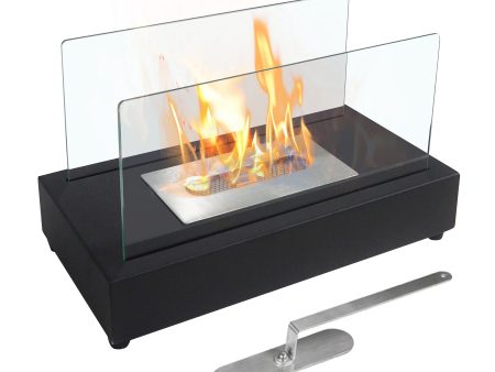 Rectangle Tabletop Bio Ethanol Fireplace Indoor Outdoor,Portable Table Top Fire Pit Fuel Bioethanol Burner Heater Black Fashion