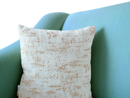 Decorative Beige and Gold Chenille Throw Pillow For Cheap