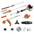 8 in 1 Multi-Functional Trimming Tool, 56CC 2-Cycle Garden Tool System with Gas Pole Saw, Hedge Trimmer, Grass Trimmer, and Brush Cutter EPA Compliant Online