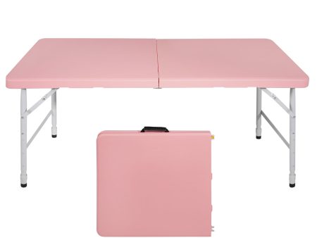 4ft Pink Portable Folding Table Indoor&Outdoor Maximum Weight 135KG Foldable Table for Camping on Sale