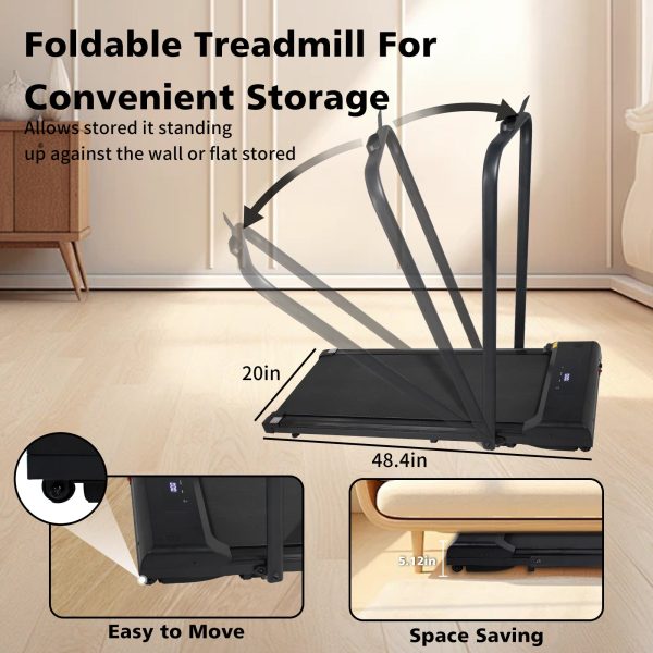 Walking Pad Treadmill Under Desk 2 in 1 Folding Portable Treadmill for Home Office Walking Jogging Machine 240 lb Capacity Black on Sale