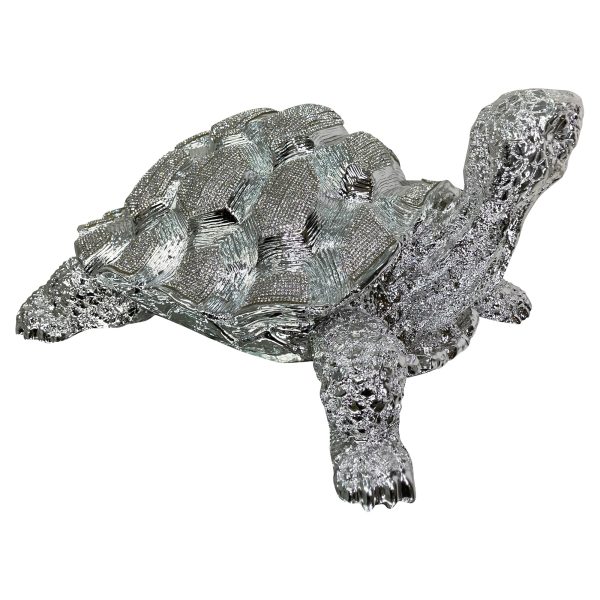 Ambrose Diamond Encrusted Chrome Plated Turtle (14 L X 10.5 W X 7 H) Sale