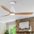 52 In.Intergrated LED Ceiling Fan with Antique Brown Wood Graiin Blade Hot on Sale