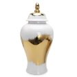 Regal White Gilded Ginger Jar with Removable Lid Online Hot Sale