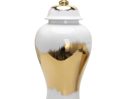 Regal White Gilded Ginger Jar with Removable Lid Online Hot Sale