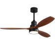 52 Inch Integrated LED Indoor Low Profile Ceiling Fan with Light and Remote Control for Patio Living Room Fashion