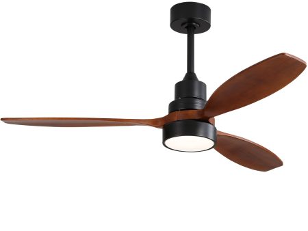 52 Inch Integrated LED Indoor Low Profile Ceiling Fan with Light and Remote Control for Patio Living Room Fashion