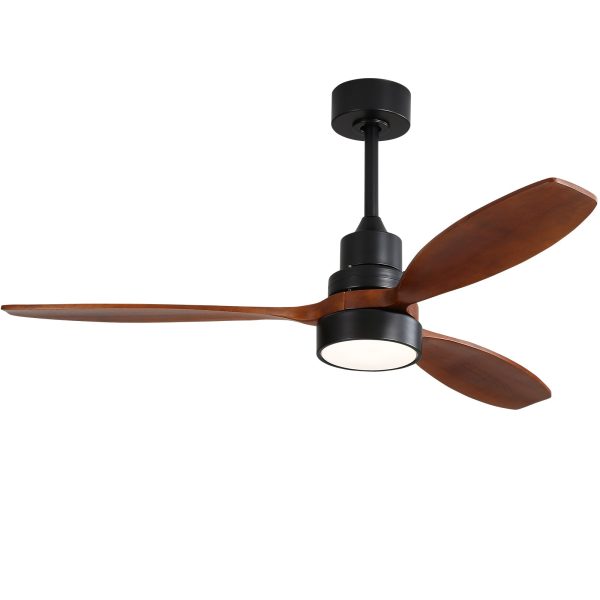 52 Inch Integrated LED Indoor Low Profile Ceiling Fan with Light and Remote Control for Patio Living Room Fashion