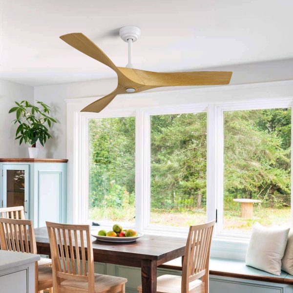 52 Inch Modern Ceiling Fan With 3 ABS Blades Remote Control Reversible DC Motor Without Light For Living Room on Sale