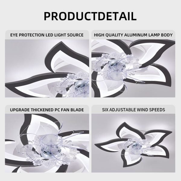 27In Ceiling Fan with Lights Remote Contro Dimmable LED,6 Gear Wind Speed Fan Light Discount