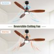 52 Inch Integrated LED Indoor Low Profile Ceiling Fan with Light and Remote Control for Patio Living Room Fashion