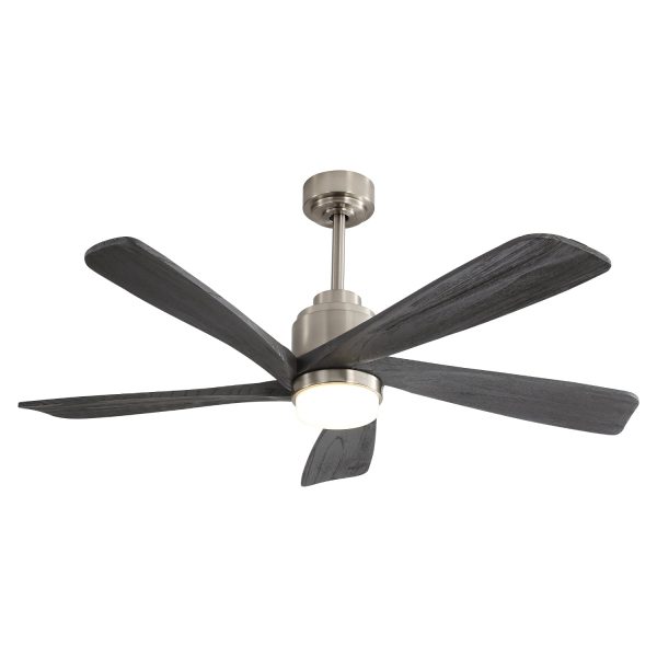 52 Inch Modern Ceiling Fan With Dimmable LED Light 5 Solid Wood Blades Remote Control Reversible DC Motor With Smart APP Control Hot on Sale