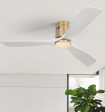 52 Inch Low Profile Ceiling Fan DC 3 Solid Wood Fan Blade Noiseless Reversible Motor Remote Control Without Light For Discount