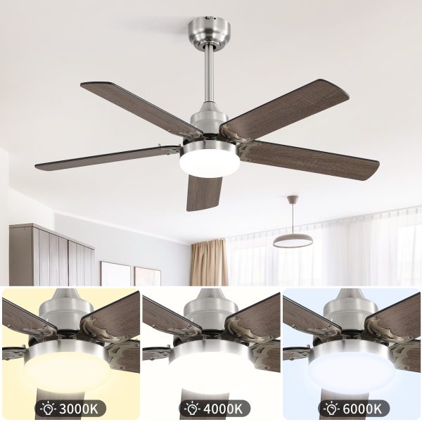 42 Inch Ceiling Fan 5 Blades Noiseless Reversible Dc Motor Remote Control With Led Light Online Hot Sale