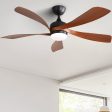 52 Inch Indoor Ceiling Fan With 3 Color Dimmable 5 ABS Blades Remote Control Reversible DC Motor Black With Led Light Fashion