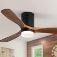 52 Inch Indoor Ceiling Fan With Lights 3 Solid Wood Fan Blade Noiseless Reversible Motor Remote Control With Light For Discount